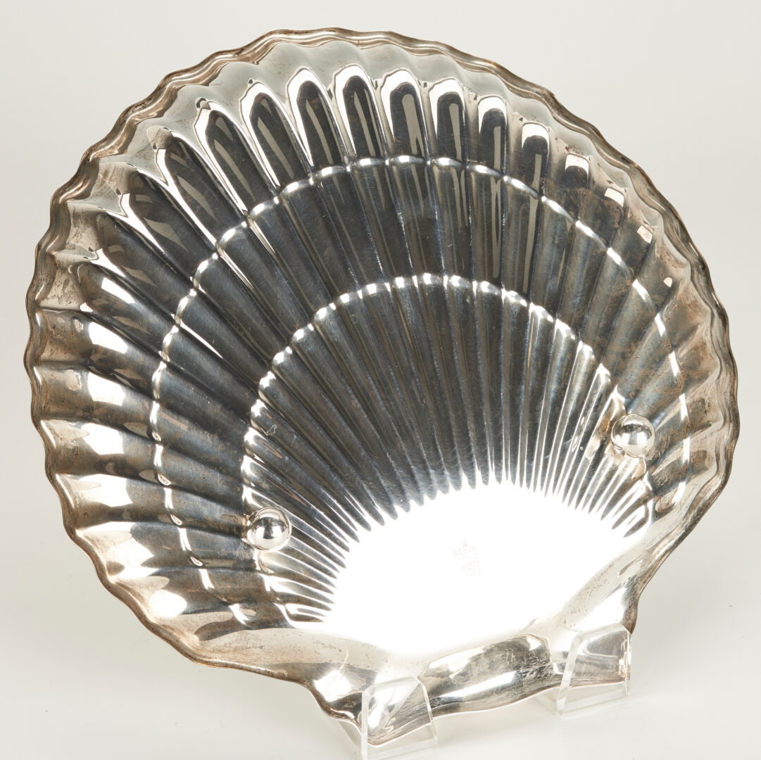 Lot 1022: 8 Sterling Silver Items, incl. Gorham Shell Bowl, Fisher Centerpiece Bowl, Webster Coasters