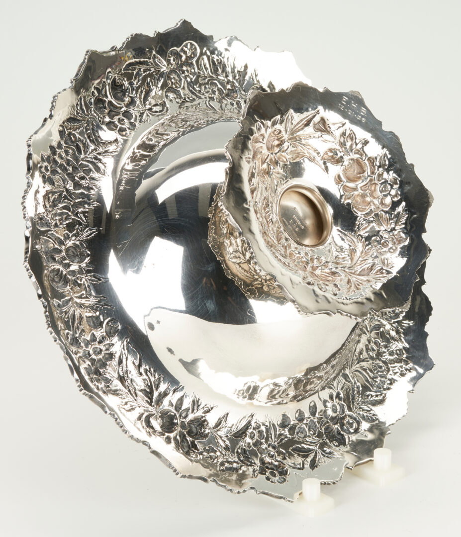 Lot 1024: Kirk Sterling Repousse Centerpiece Bowl w/ Flower Frog