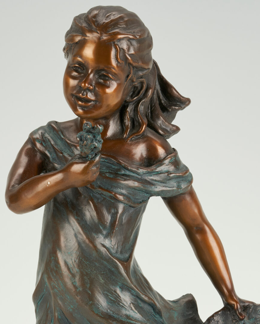 Lot 1029: Rosalind Cook Bronze Sculpture, Girl w/ Flowers or Spring Fever