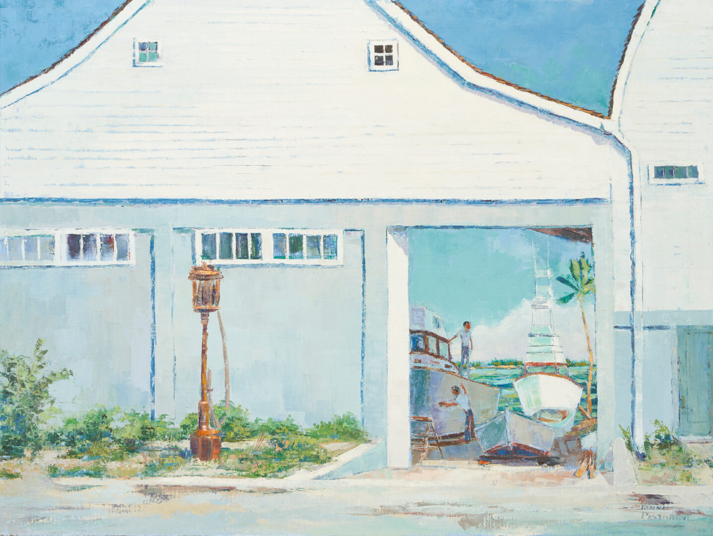 Lot 1043: Ronni Pastorini O/C Painting, Harbor Scene