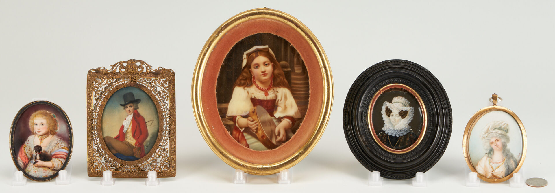 Lot 1049: 5 Portrait Miniatures of Ladies, incl. Duchess of Orleans