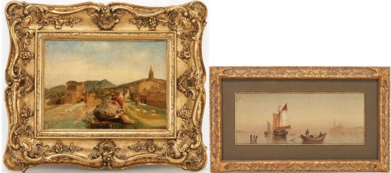 Lot 1051: 2 Continental Landscape Paintings: O/B Signed Dulac & Venetian Canal