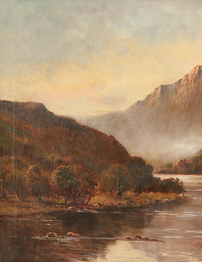 Lot 1053: Daniel Sherrin O/C Painting, Mountain and River Landscape