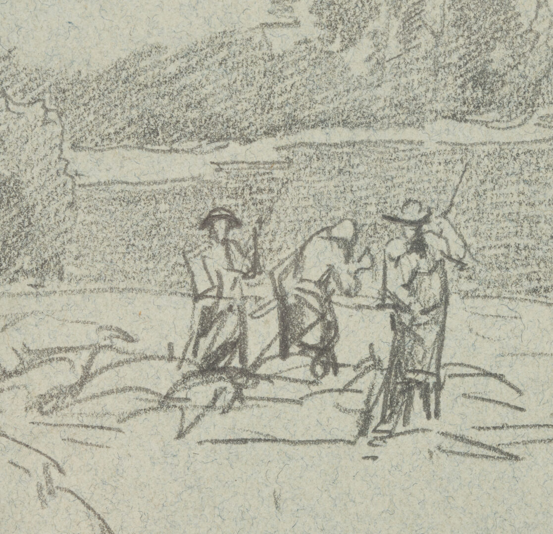Lot 1055: 4 Josef Wopfner Drawings, incl. Ink & Wash Cupid Scene, 2 on Blue Paper, & Praying Figures