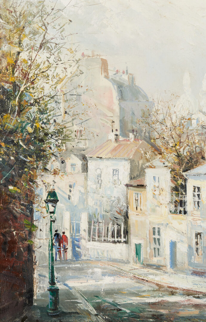 Lot 1058: Lucien Delarue O/C Parisian Street Scene Painting, Rue de L'Abreuvoir