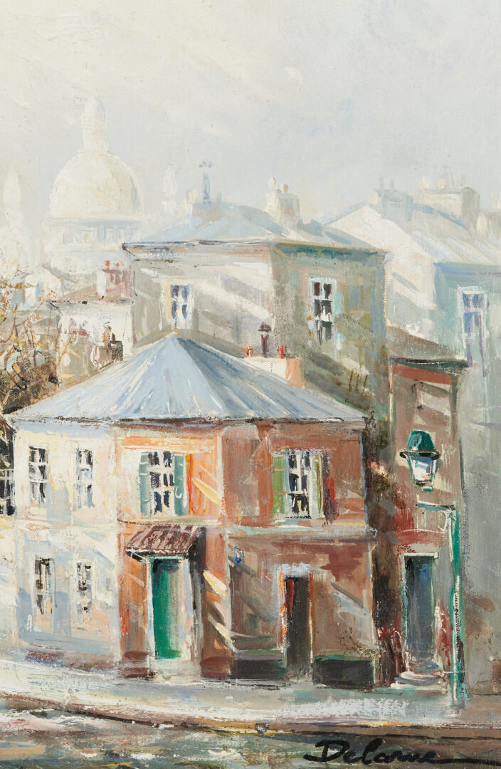 Lot 1058: Lucien Delarue O/C Parisian Street Scene Painting, Rue de L'Abreuvoir