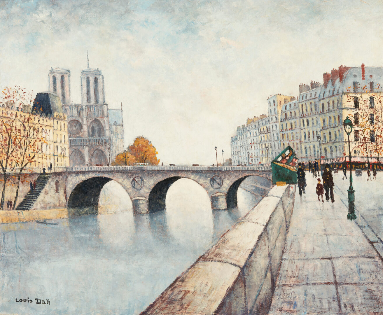Lot 1059: Louis Dali O/C Paris Scene, Pont St. Michel Notre Dame