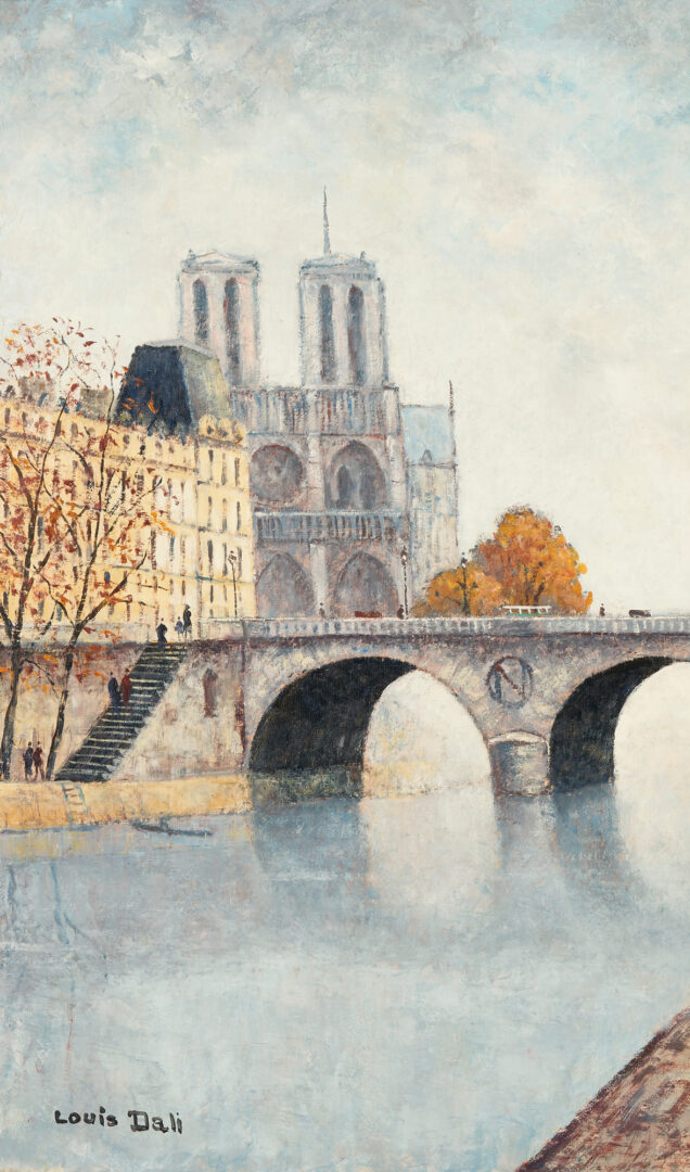 Lot 1059: Louis Dali O/C Paris Scene, Pont St. Michel Notre Dame