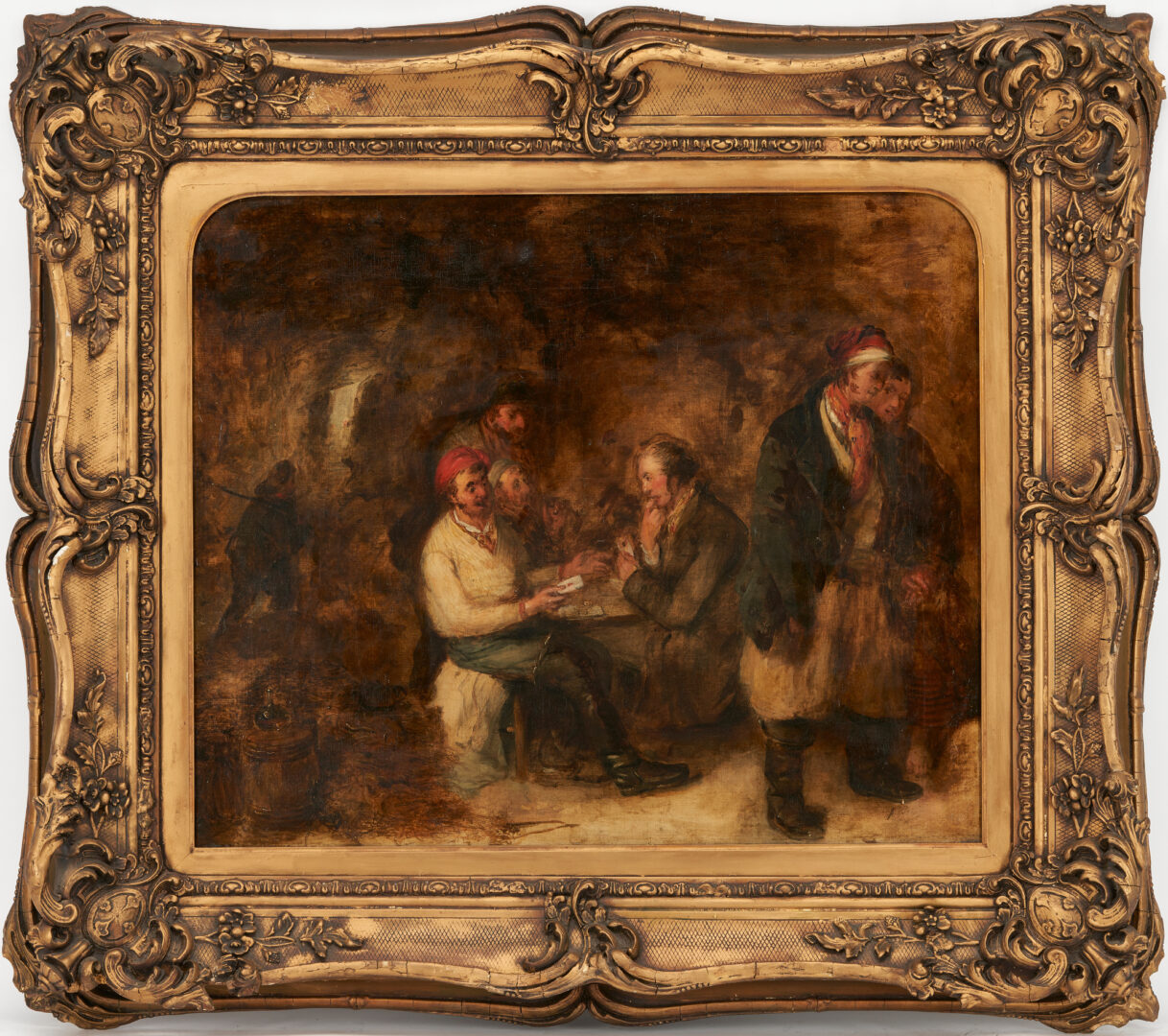 Lot 1061: Continental School 19th c. Oil on Canvas Tavern Scene