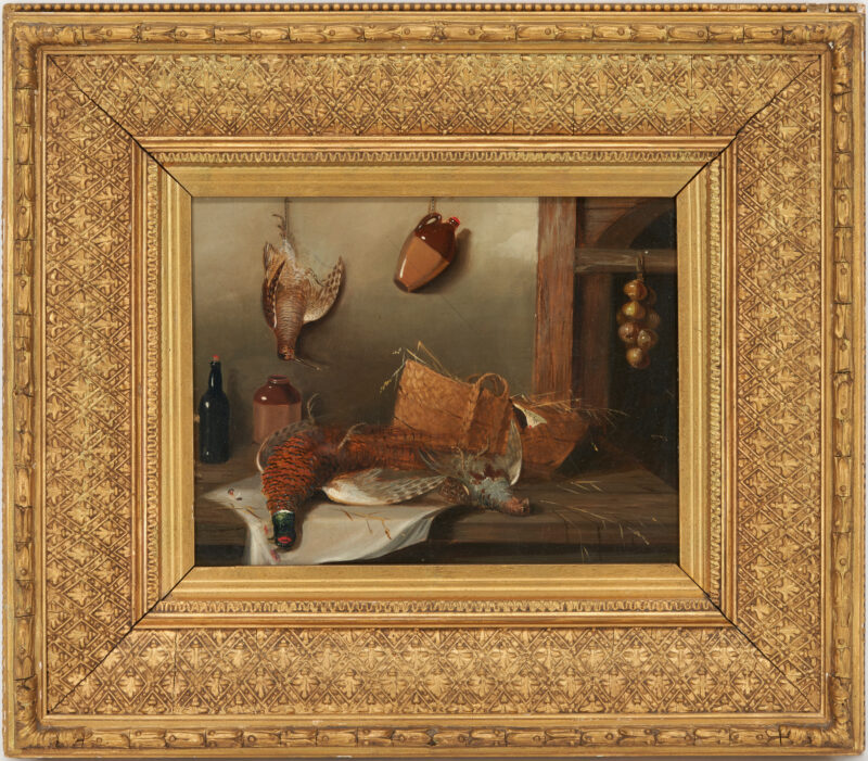 Lot 1067: Nature Morte or Still Life Painting with Game and Wine, O/B