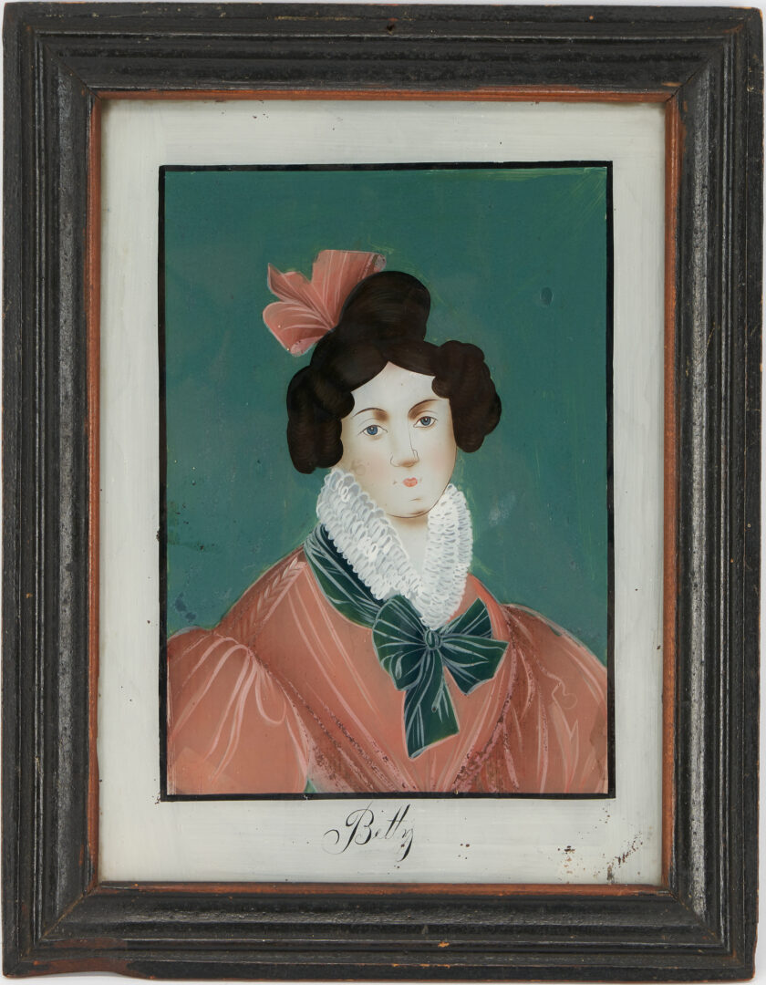 Lot 1068: Pair of 19th Century Eglomise Painted Portraits