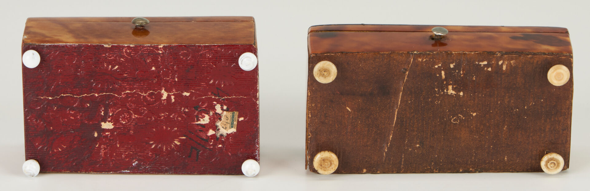 Lot 106: 5 Miniature Tortoiseshell Boxes, incl. w/ Steamship Print & Snuff