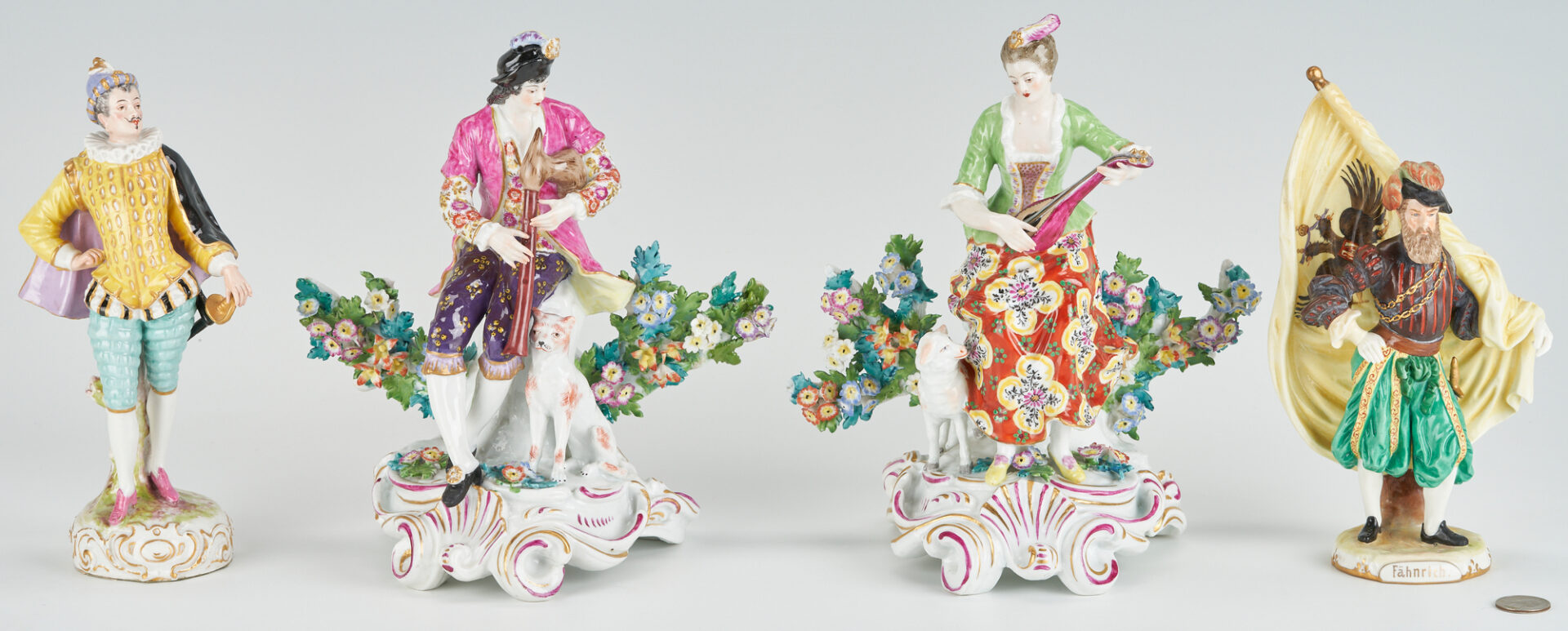 Lot 1073: 4 European Porcelain Figures, Ernst Wahliss, Chelsea, OId Paris