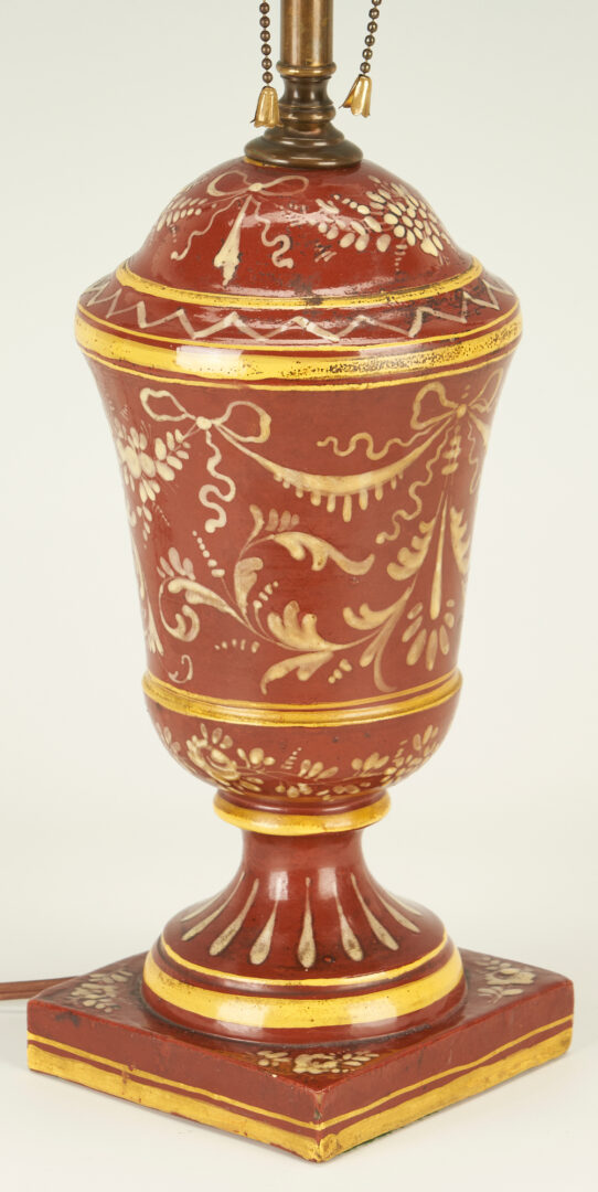 Lot 1093: English Mahogany Dressing Mirror & Italian Porcelain Urn Form Lamp