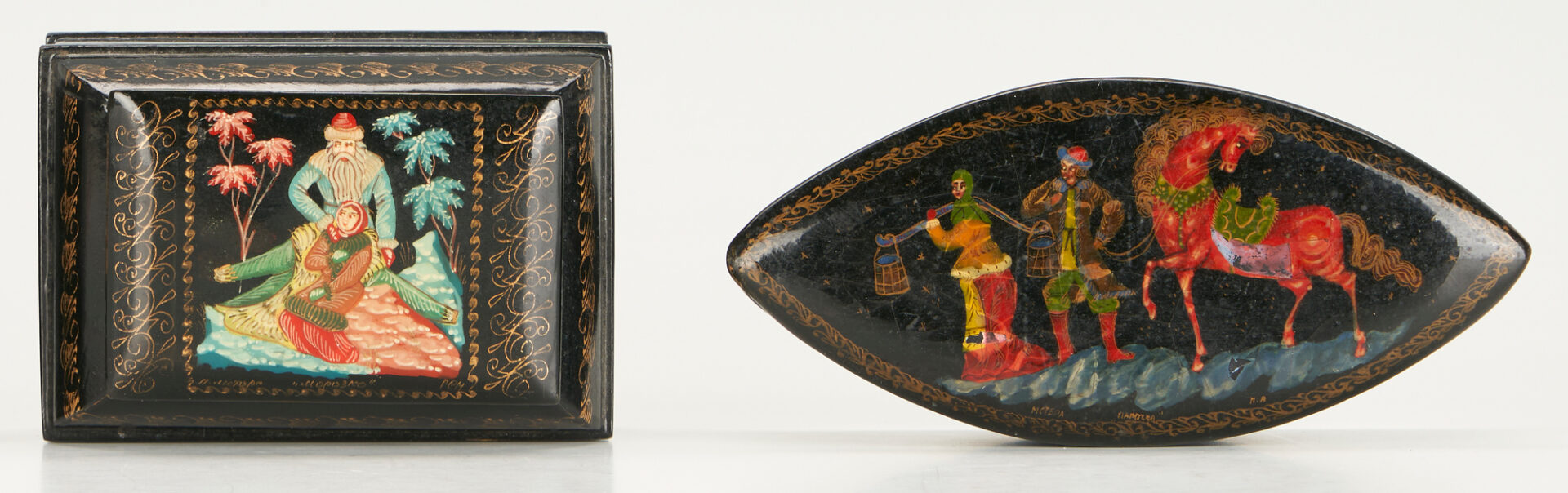 Lot 1094: 5 Russian Palekh Lacquer Boxes