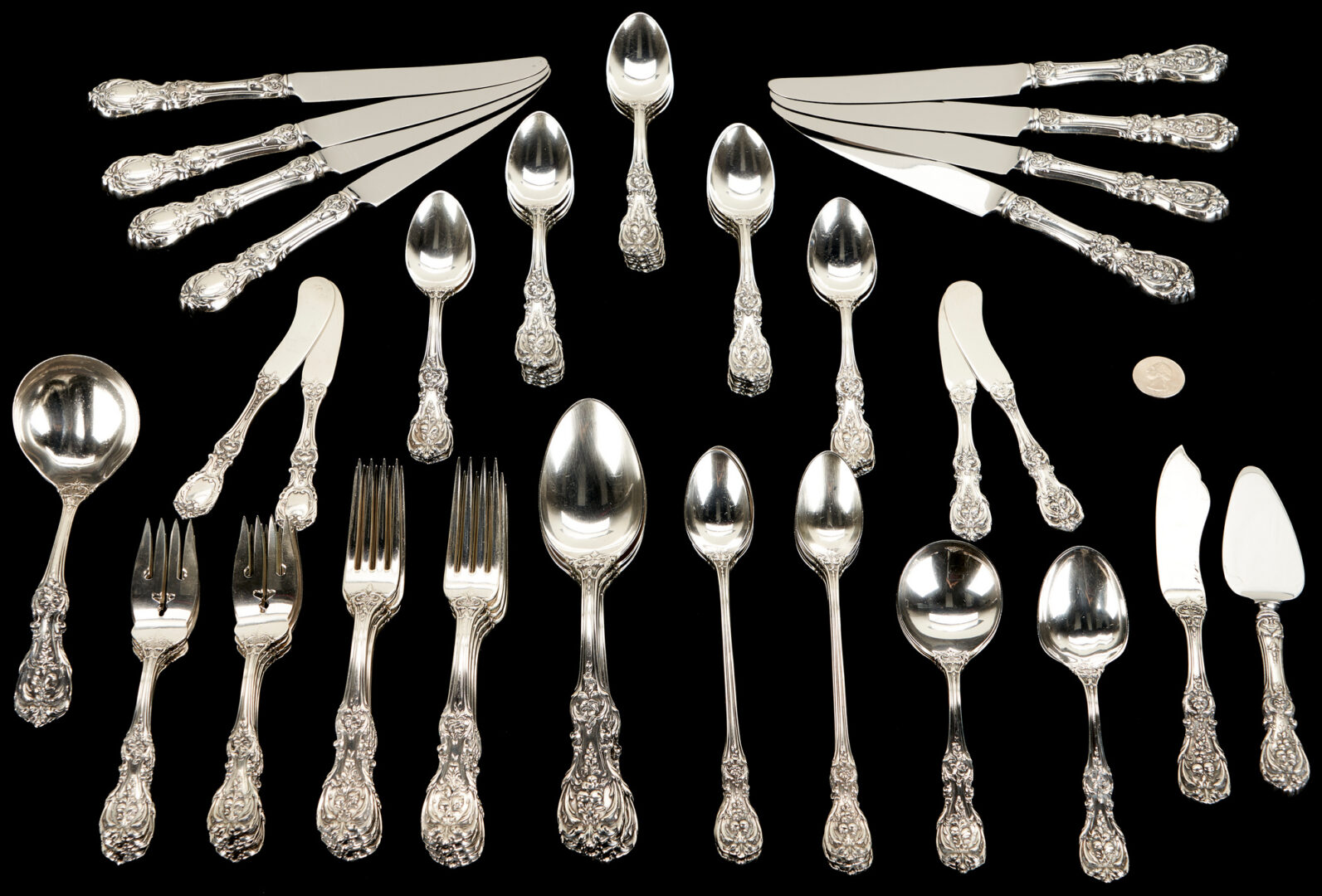 Lot 1121: Reed & Barton Sterling Francis I Flatware Service for 8, 59 pcs.