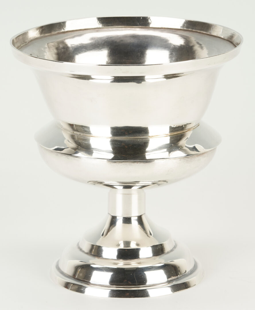 Lot 1126: Sanborn Mexican Sterling Silver Urn & Peruvian Sterling Silver Bowl w/ Inset 1869 Coin, 2 items