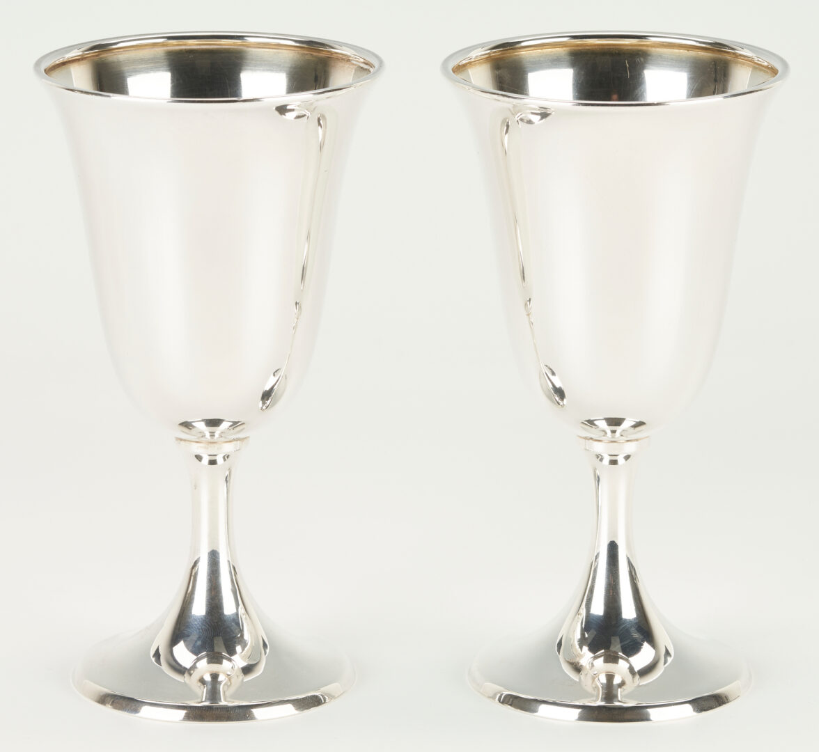 Lot 1127: 6 International Sterling Water Goblets & 6 Weighted Sterling Cordials