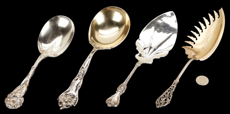 Lot 1130: 4 Antique Sterling Servers, incl. Reed & Barton Ten Thousand Dollar Orchid