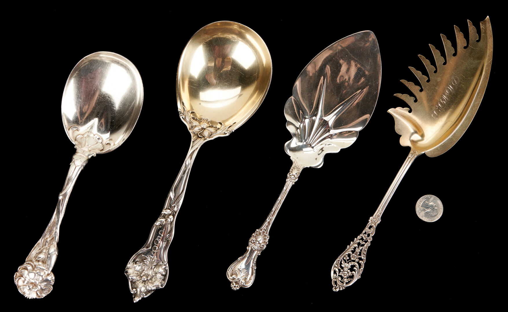 Lot 1130: 4 Antique Sterling Servers, incl. Reed & Barton Ten Thousand Dollar Orchid