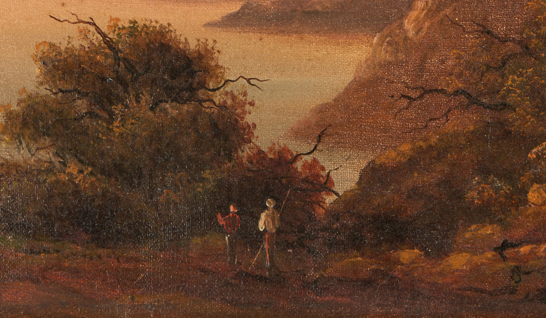 Lot 1142: 2 American School O/C Landscape Paintings, Attr. William Burton & After Franz Krause