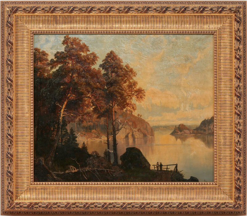 Lot 1144: Hudson River School O/C Autumn Landscape Painting