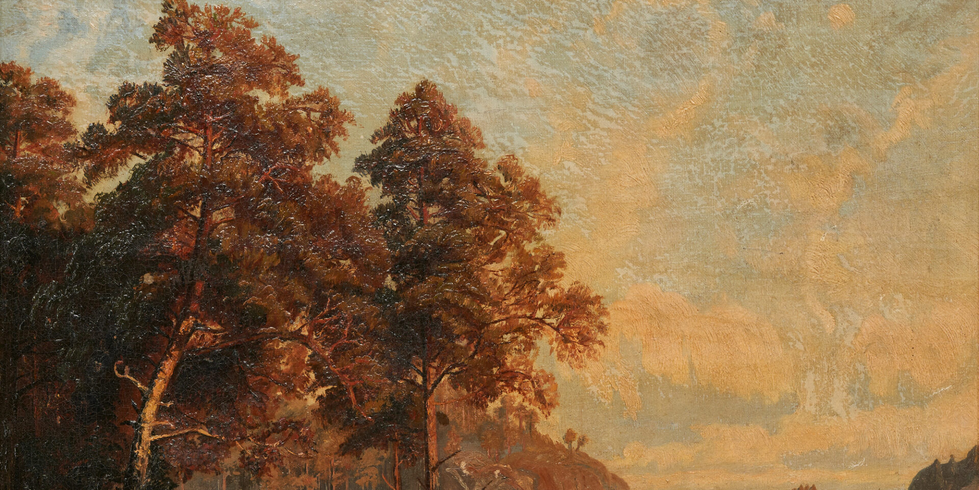 Lot 1144: Hudson River School O/C Autumn Landscape Painting