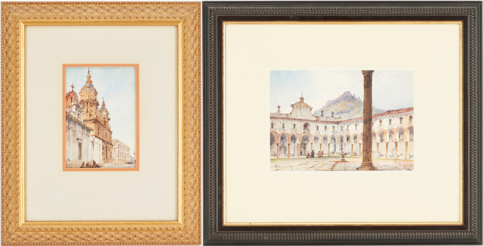 Lot 1145: 2 Continental School Grand Tour W/C Paintings