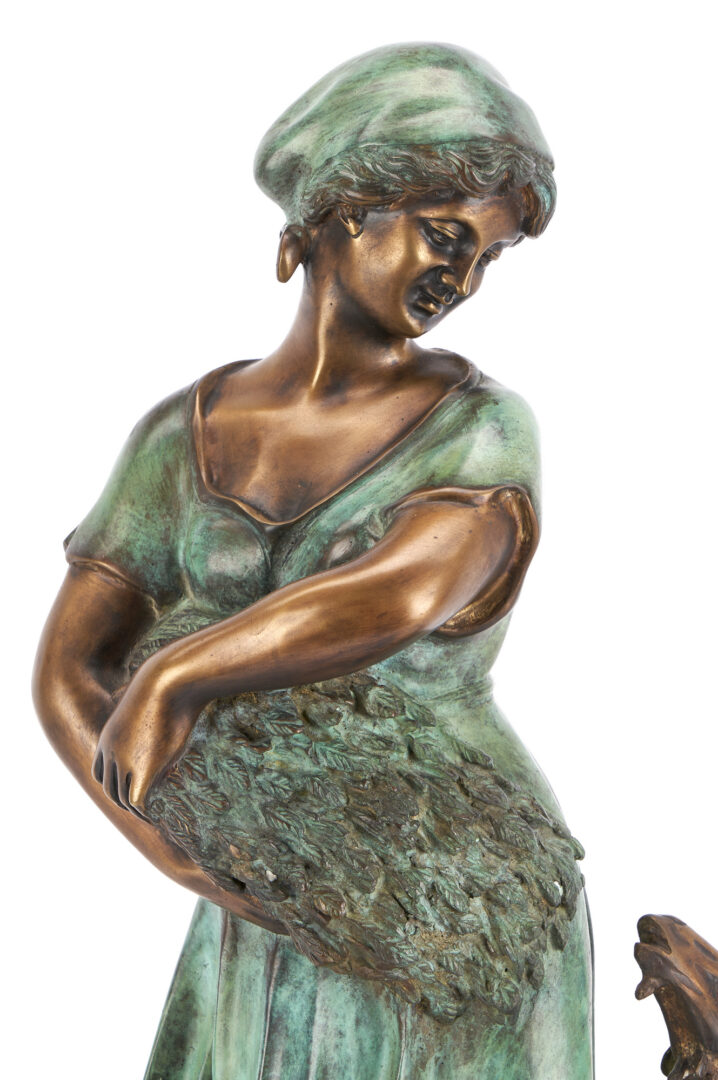 Lot 1147: After Ferdinando de Luca Bronze Sculpture, Farm Girl w/ Goat