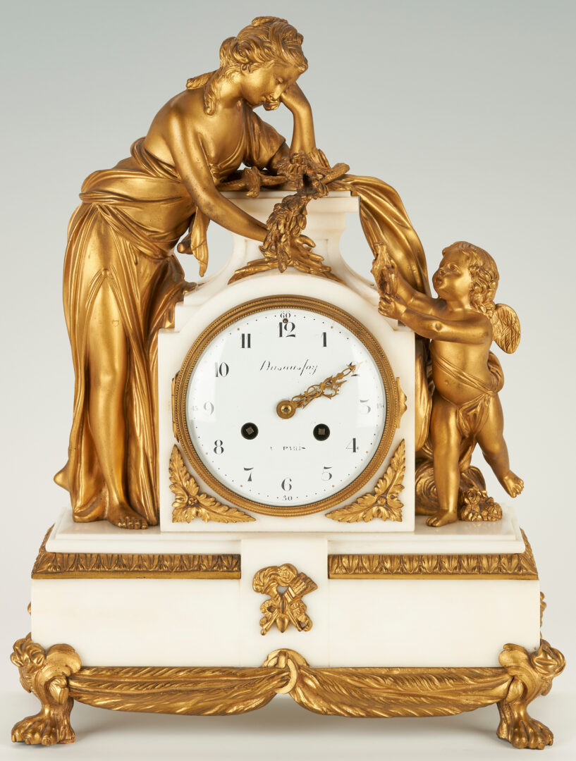 Lot 114: French Ormolu Garniture, Vincenti & Cie Clock,  After Falconet