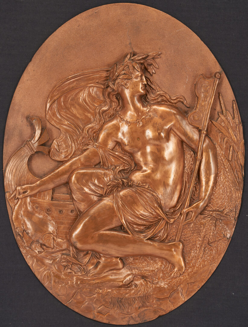 Lot 1150: Neoclassical Relief Plaque by Jean-Baptiste Germain & Painted Print after Guido Reni