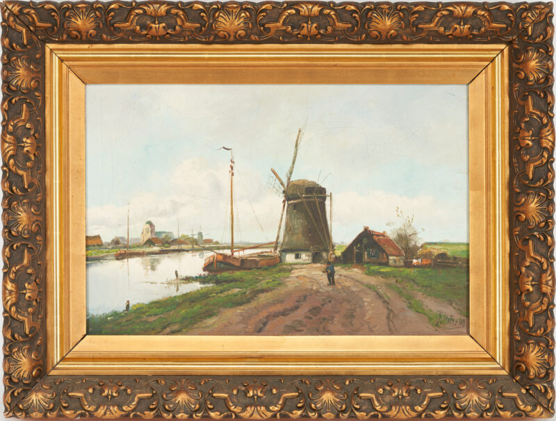 Lot 1155: Dutch School O/C Pastoral Landscape Painting, Signed Hofland