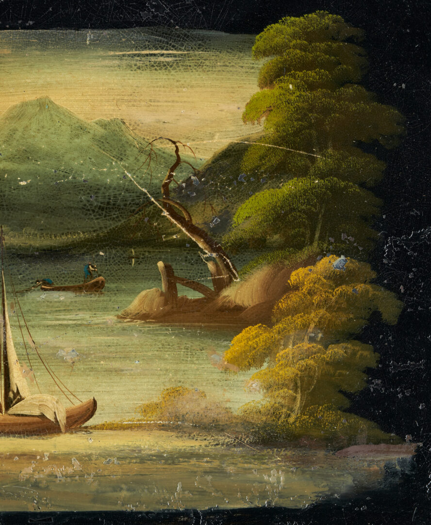 Lot 116: 3 Victorian Tole Trays with Maritime Paintings