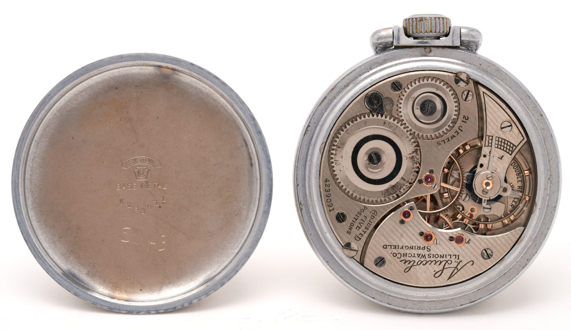 Lot 1170: 2 Pocket Watches, incl. Hamilton 940 & Illinois Abe Lincoln