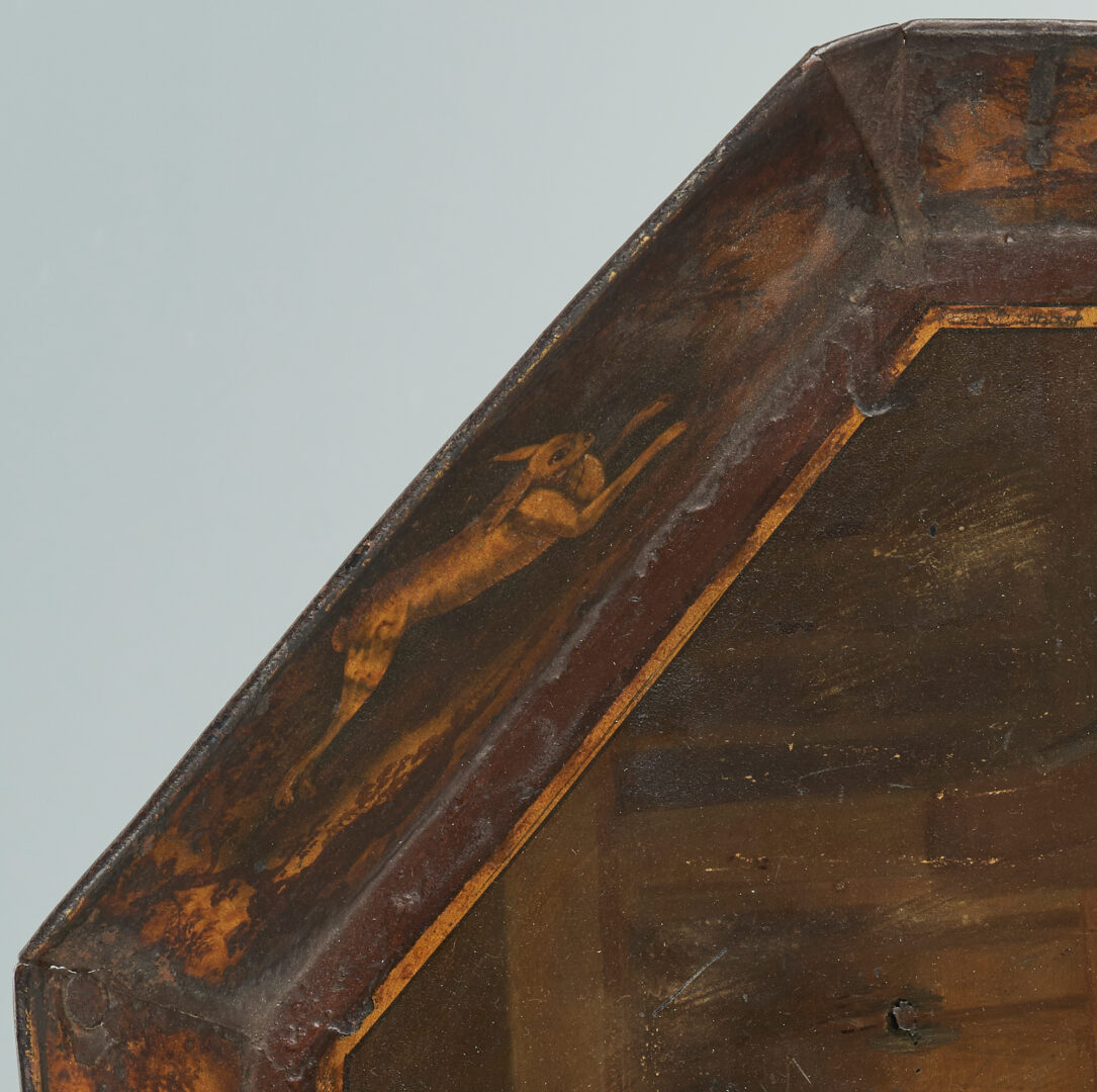 Lot 117: Large English Equestrian Themed Toleware Tray, Early Regency