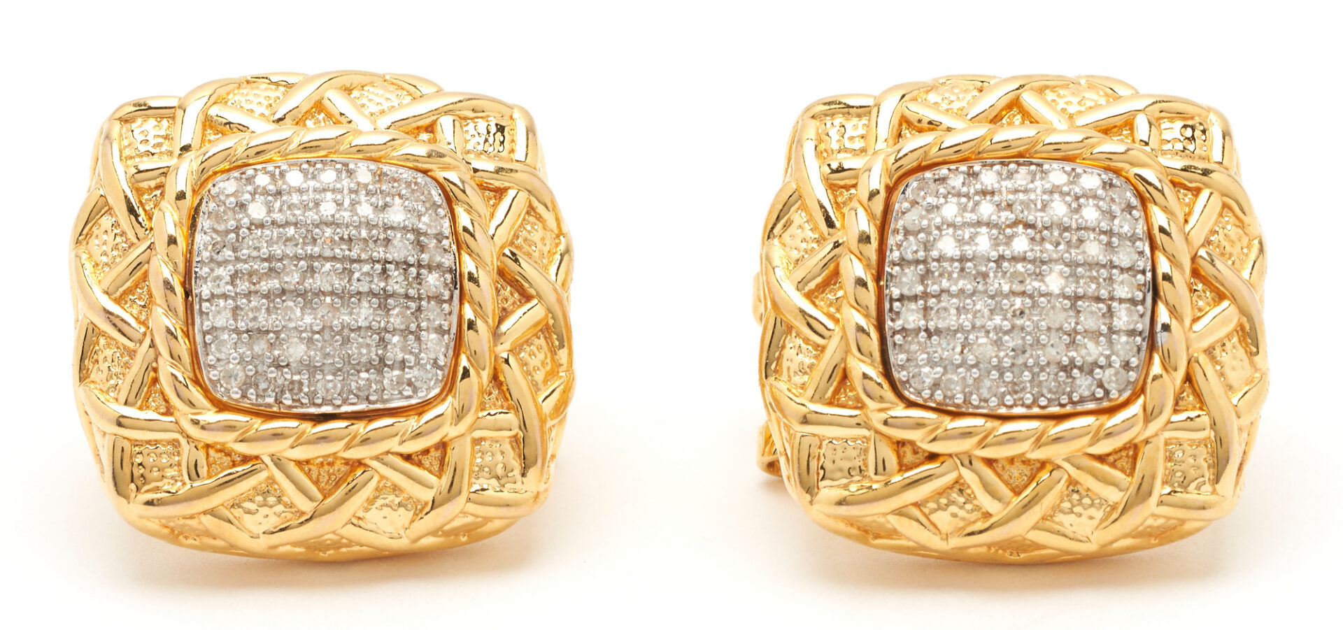 Lot 1185: 14K Gold & Diamond Earrings