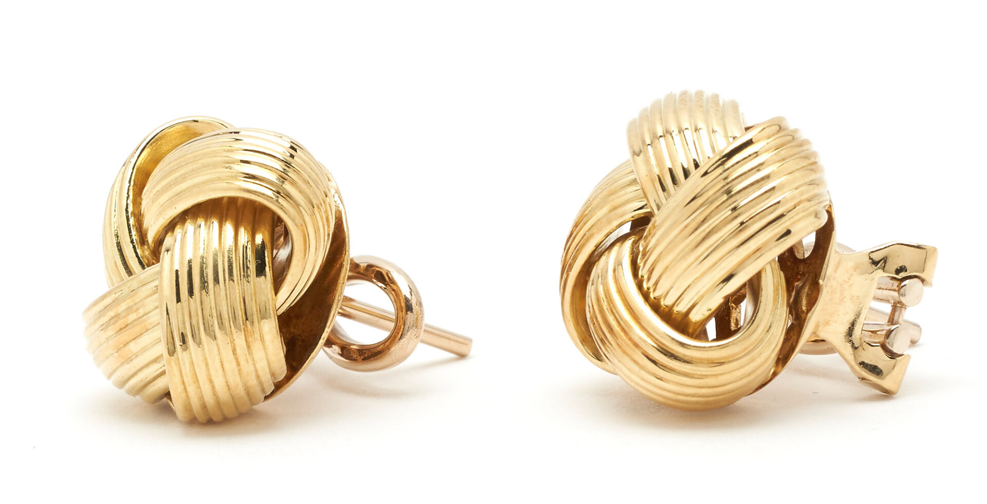Lot 1186: Pair 18K Gold Knot Earrings