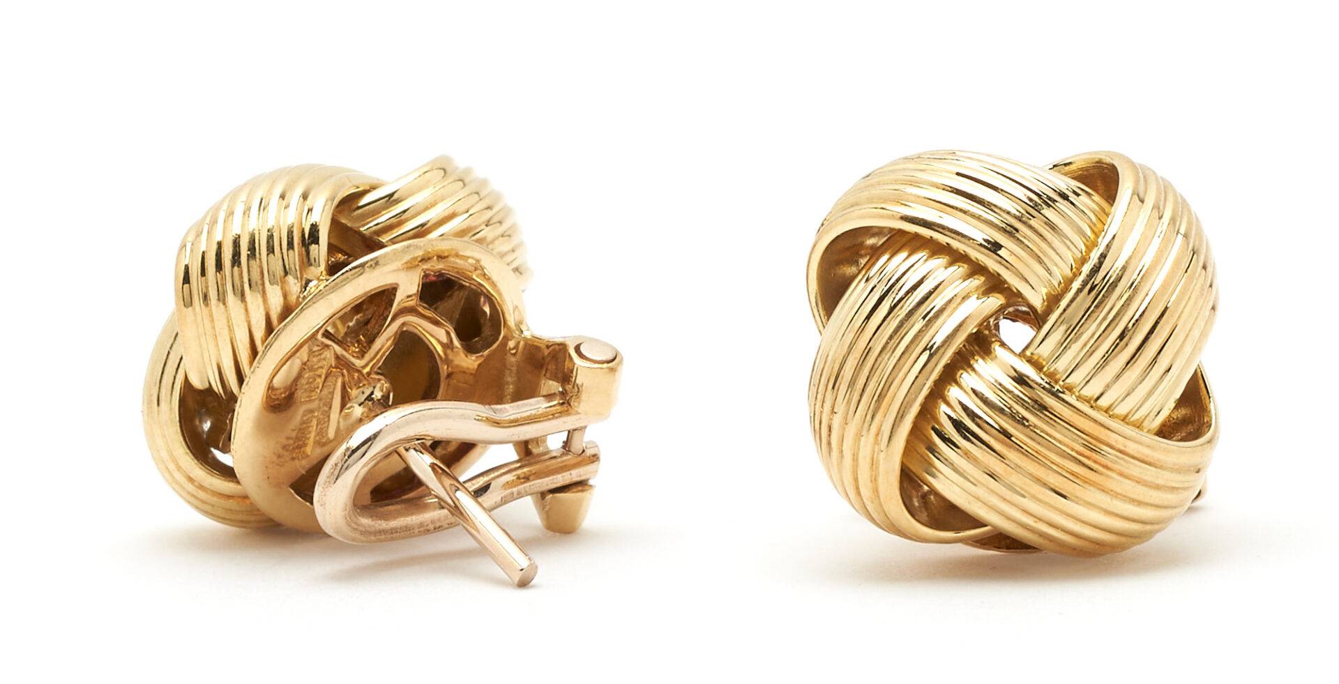 Lot 1186: Pair 18K Gold Knot Earrings