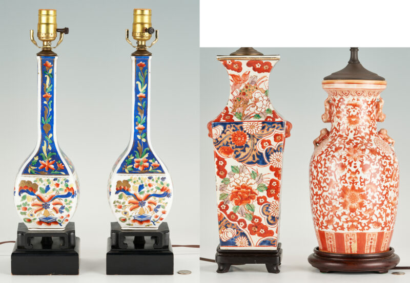 Lot 1211: 4 Asian Style Porcelain Table Lamps