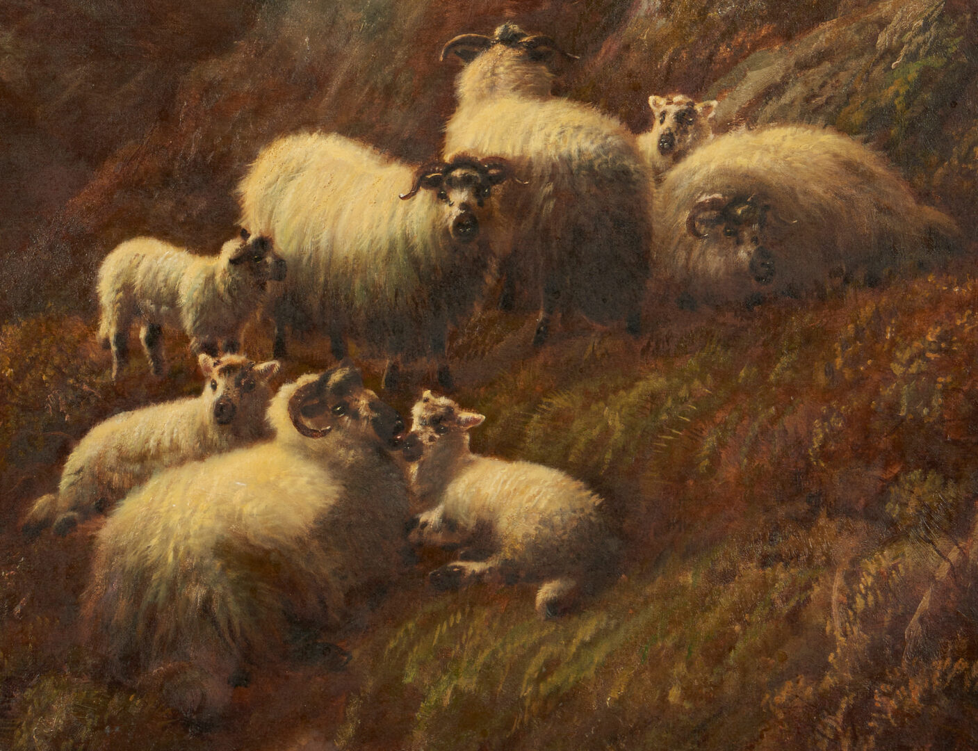 Lot 121: Robert Watson O/C Pastoral Landscape, Highland Sheep