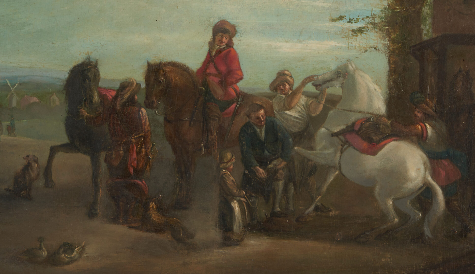 Lot 122: Attr. Carel van Falens O/B Cavalier or Hunt Painting