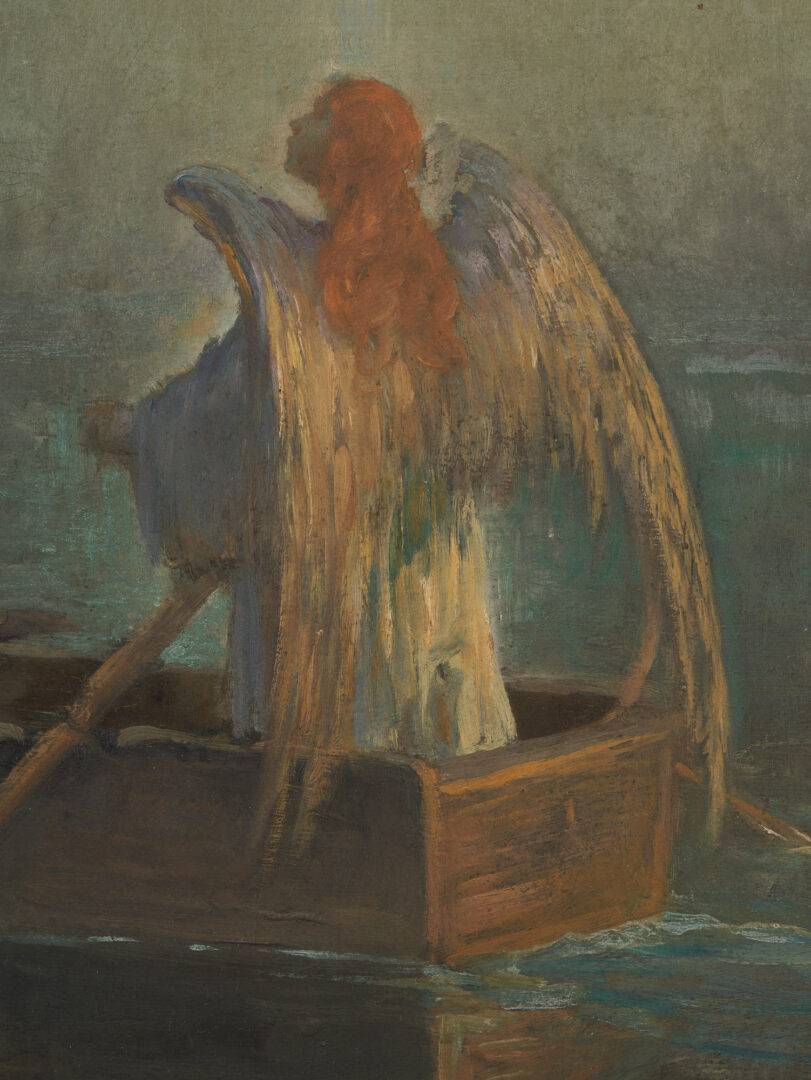 Lot 125: Josef Wopfner O/B Painting, Angel & Nuns in a Boat