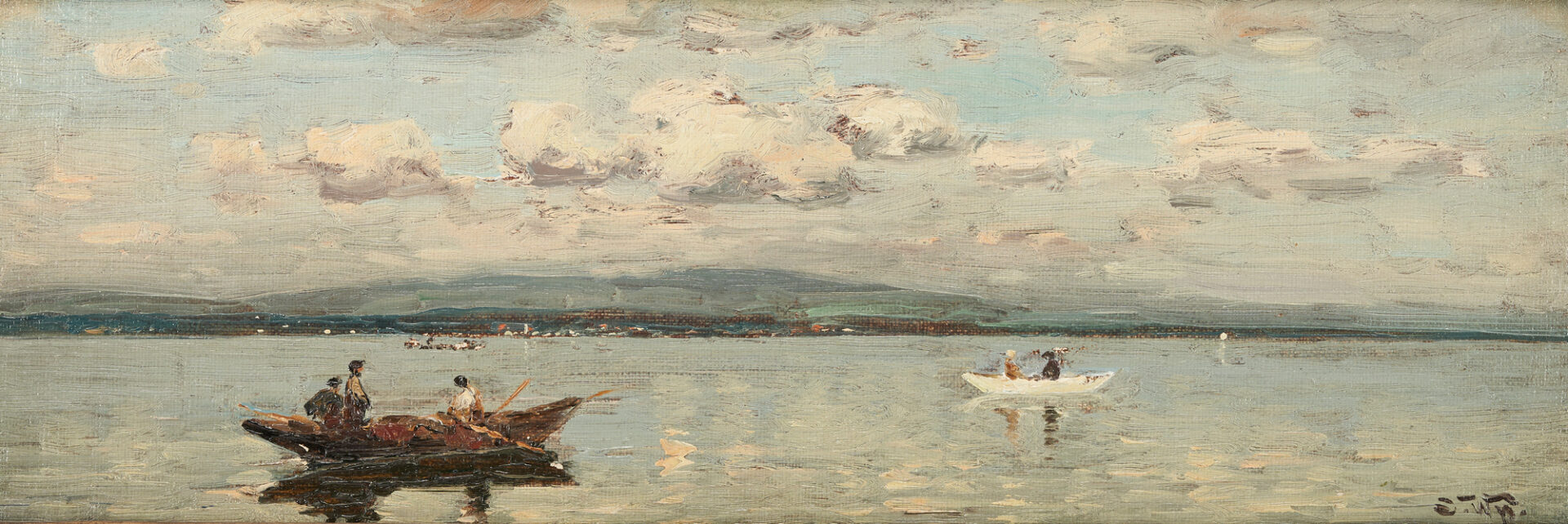 Lot 128: Josef Wopfner O/B Painting, Boats on Lake Constance, Catalogue Raisonne Fig. 540
