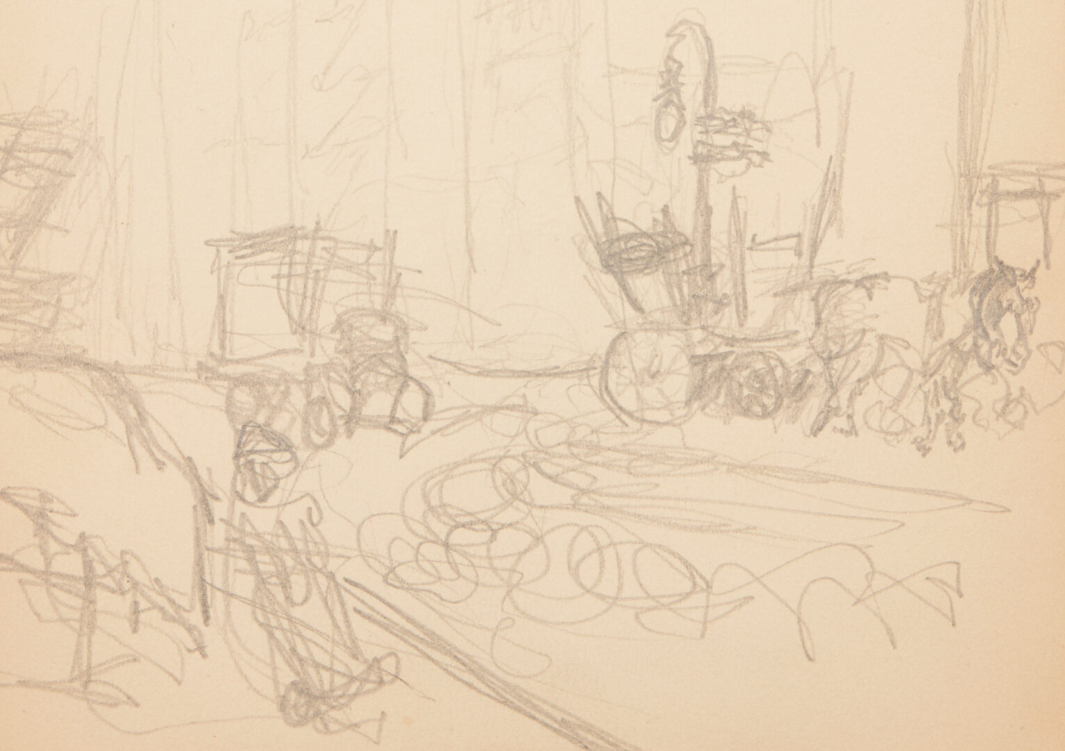 Lot 146: 4 Joseph Delaney New York Street Scenes, incl. 1 Watercolor & 3 Pencil Drawings, 1 Signed