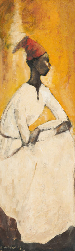 Lot 148: Geoffrey Holder Oil on Canvas Portrait of a Woman in White