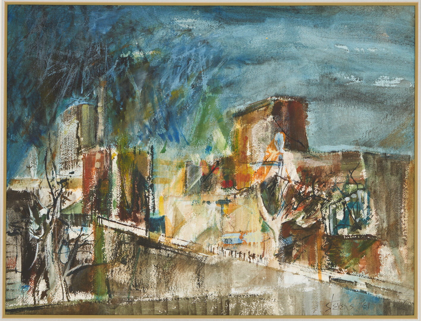 Lot 151: Walter Hollis Stevens Expressionist Painting, Knoxville II