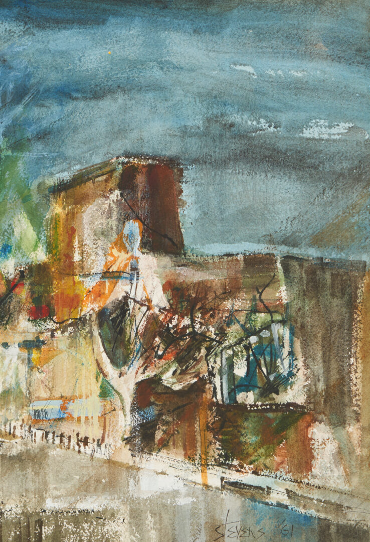 Lot 151: Walter Hollis Stevens Expressionist Painting, Knoxville II