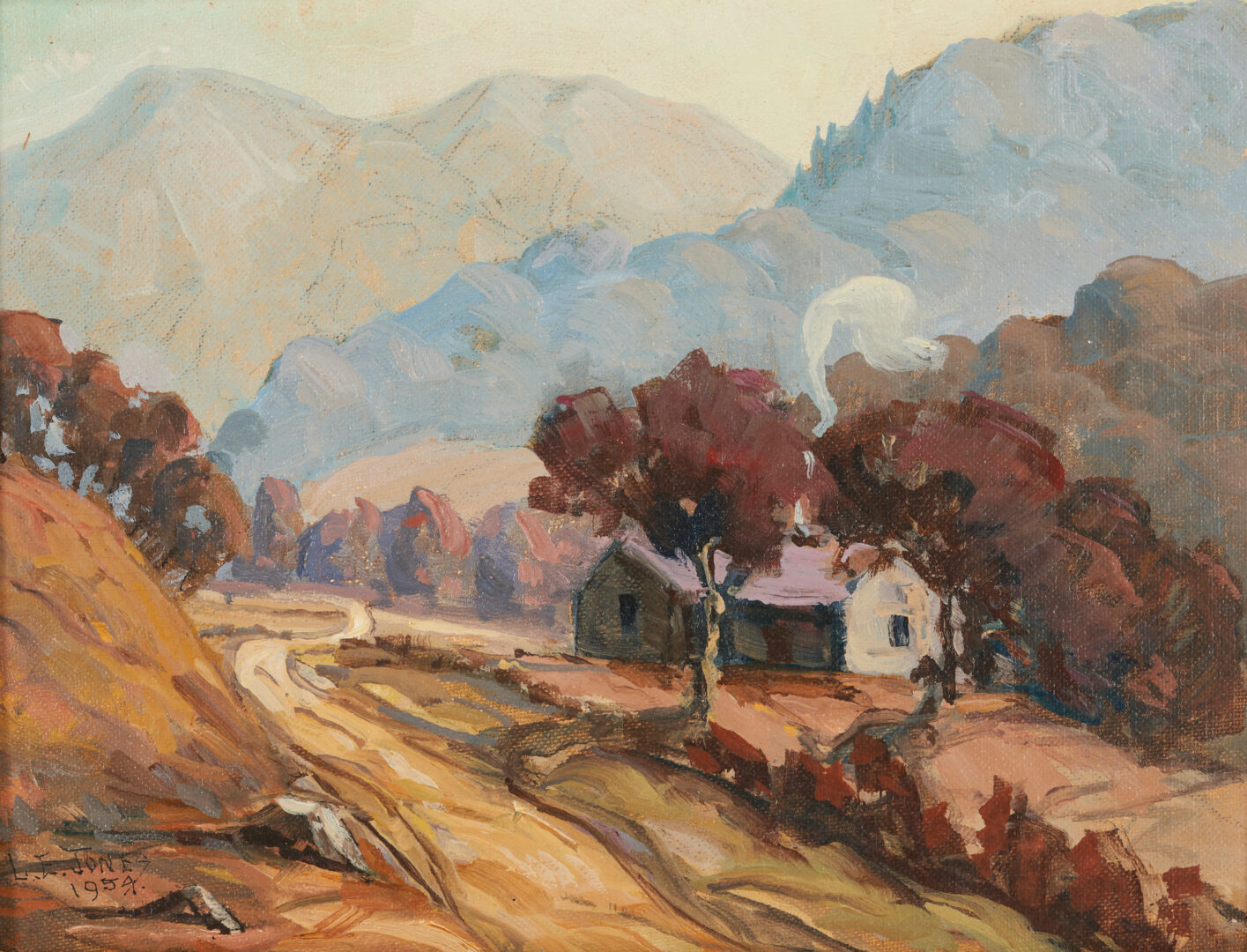 Lot 159: Louis E. Jones O/C Mountain Landscape Painting, In a Sunny Cove In the Smokies