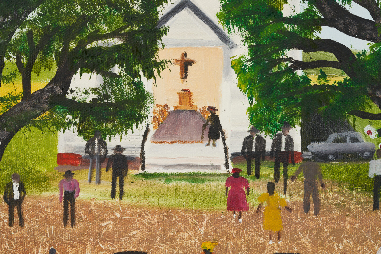Lot 161: Helen LaFrance Oil Painting, Church Picnic