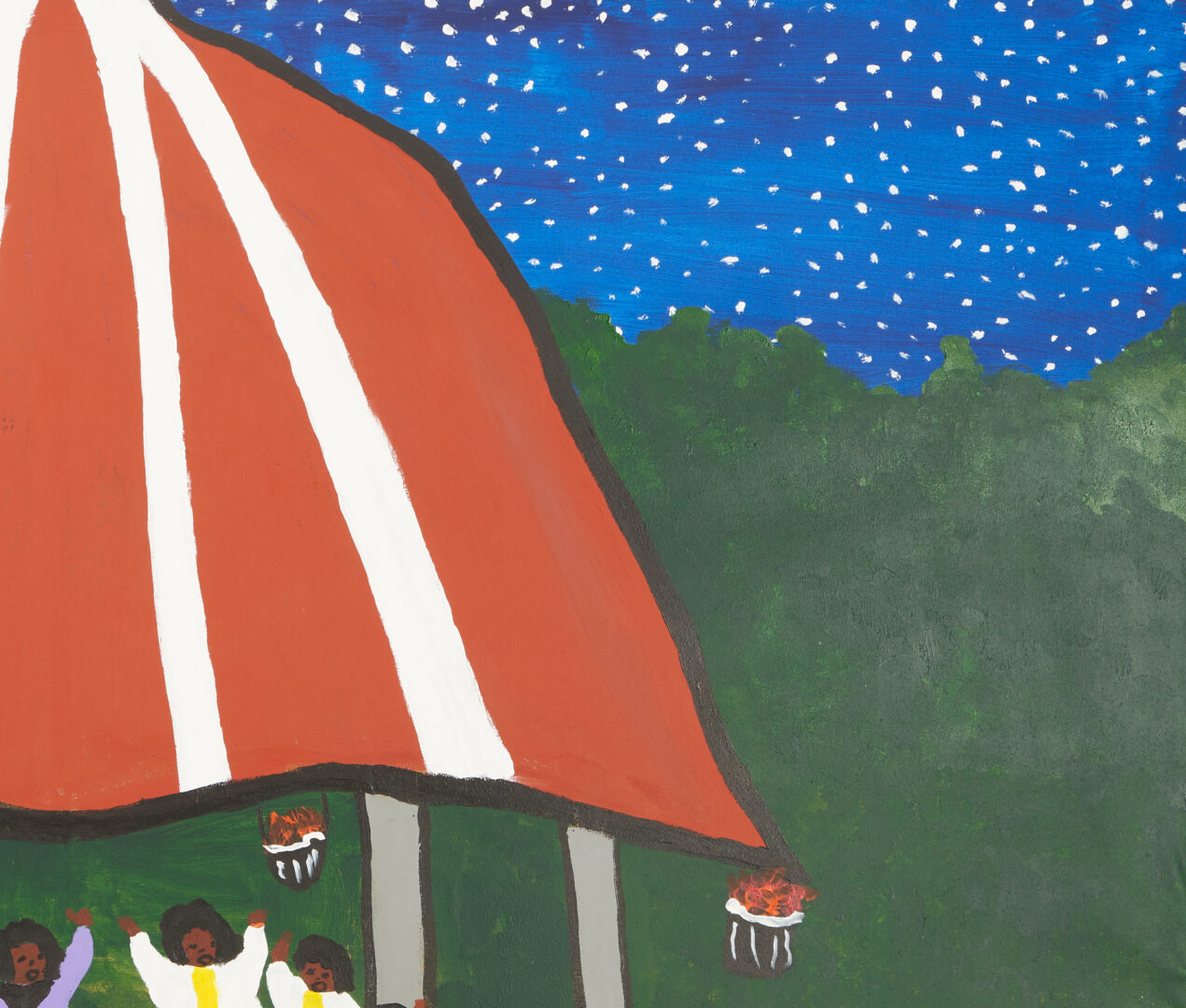 Lot 164: Large Bernice Sims Folk Art Painting, Tent Revival
